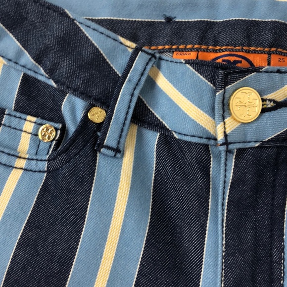 NWOT Tory Burch Women's Blue Super Skinny Striped - Picture 3 of 10